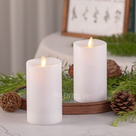 Luminara 2pcs Luminara Flameless white Pillar Wax Candles with Remote Moving Wick 3"x5.5"