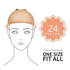 Stocking Wig Caps, DEPHNARSA 24 Pieces Stretchy Nylon Wig Caps Stocking Caps for Wigs Wig Caps for Women Men (E-Beige)