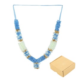 Artificial Mala Flowers Ribbon Garland Large Mala for Idol-Mala for God Pooja Sringar Article Ornament for Multipurpose Indian Traditional Festival Ganesha Decoration (Size: 15 Inches) (Blue and White