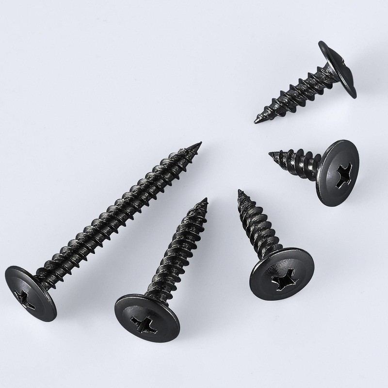 (100 pcs)#8×2" Black Truss Head Wood Screws Quick Metal Self