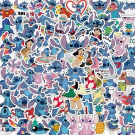 100pcs Stitch Stickers for Kids, Cute Cartoon Lilo Stitch Waterproof Vinyl Decals for Water Bottle Laptop Phone Skateboard Guitar Notebook Kindle Computer Luggage