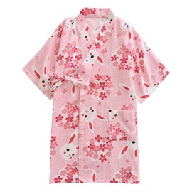 YMMMY ROSE Kimono Robe Cotton Women Bathrobe Sleepwear Nightgown Soft Lightweight Yukata Lounge Robe Knee Length Spa Pajamas