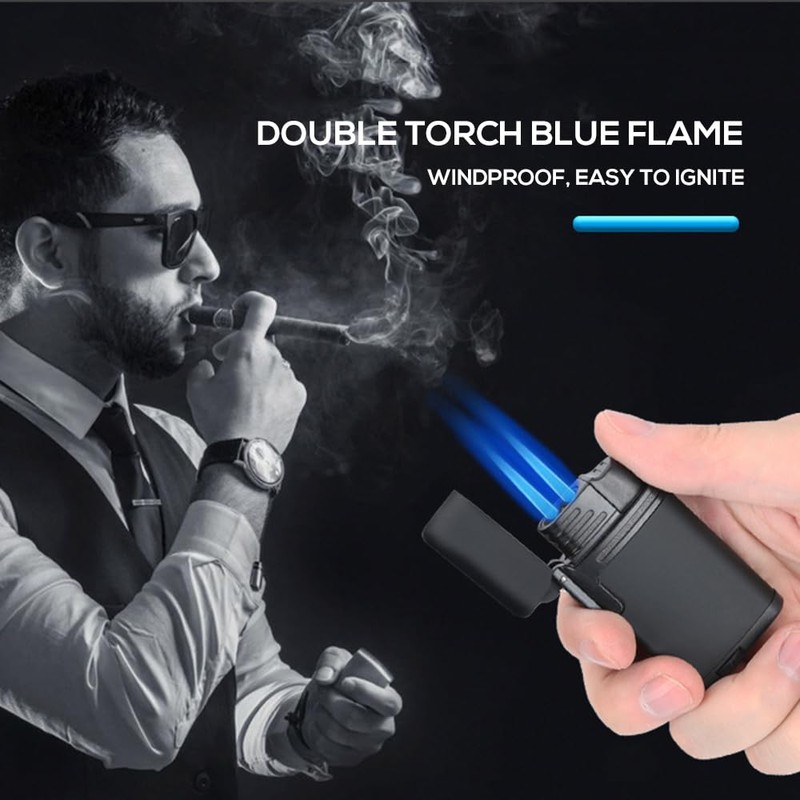 Mini Double Torch Lighter Windproof Butane Refillable Lighters Compact Pocket