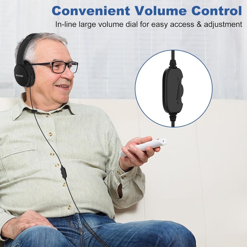 MOXKING 19.5Ft / 6M Extra Long Cord Headphones for TV
