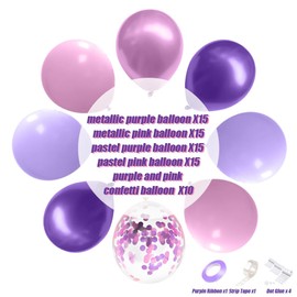 Pink Purple Balloons, 70pcs Purple and Pink Balloons for Birthday Baby Shower Wedding and Girls Party