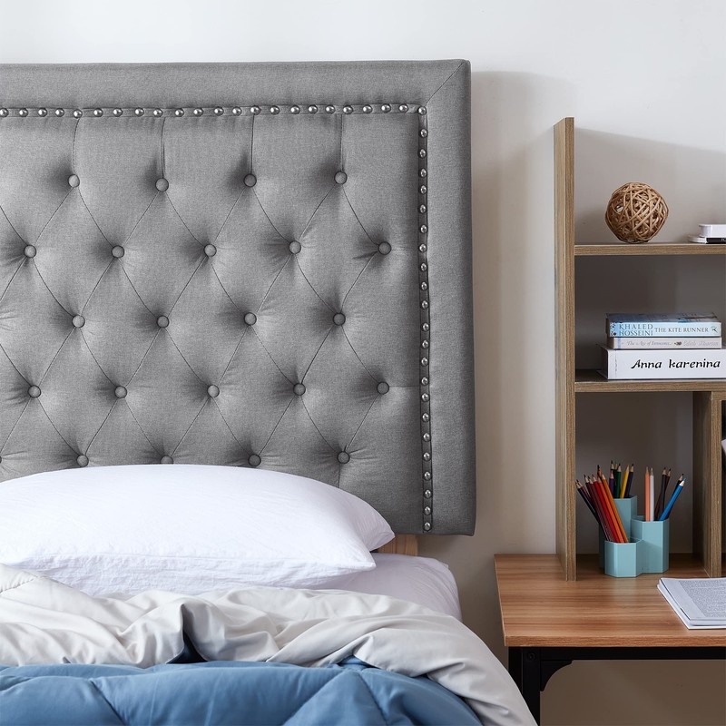 Tavira Allure® College Dorm Headboard - Tufted Rivet - Linen
