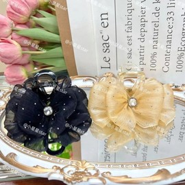 New Baby's Breath Shirred Elegant Chic Hairpin 8cm Black Baby's Breath 10ea