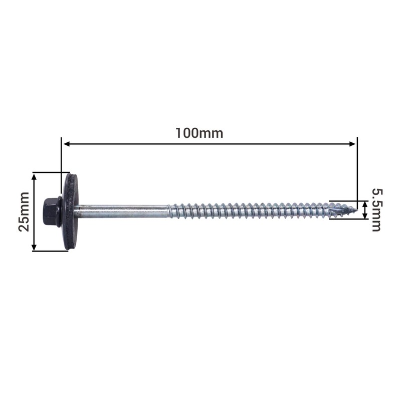 SKIR'CO (Pack of 30) Painted Roofing Screws, 5.5 x 100