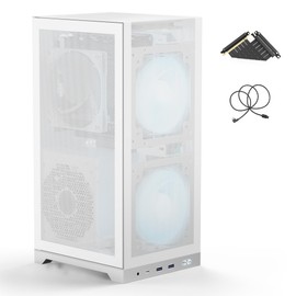 ShinySnake L400 Mesh Ultra-Portable ITX Case - 12.1L High Airflow Compact Design, USB-C/Type-C Front Port, 350mm Vertical GPU, ATX PSU Support, PCIe Riser 4.0 & DP 1.4 Cable Included, White