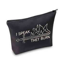 TOBGBE Novelty Gamer Gift BG3 Meme Gift I Speak They Burn Quote Zipper Makeup Bag DND Gifts For Players (Speak Burn)