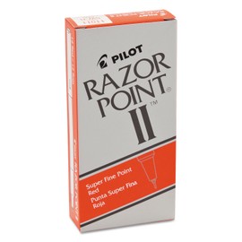 PILOT Razor Point II Fine Line Marker Stick Pens, Point (0.2mm) Red Ink, 12-Pack (11011)