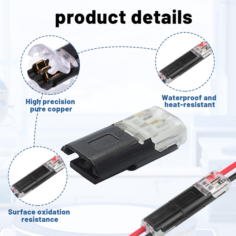 keyxer 30 Pcs Car Connector, 2-Pin Cable Connector, 12 V