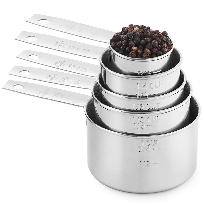 Stainless Steel Measuring Cups, Laxinis world 5 Piece Stackable Measuring