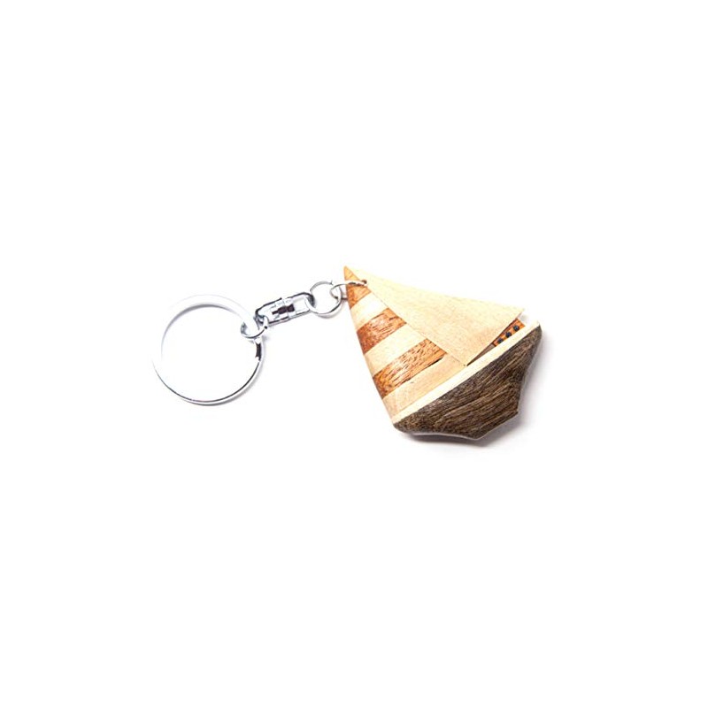 Cornelißen Sailing Boat Wooden Keyring - Brown, Nautical, Classic, Handmade,