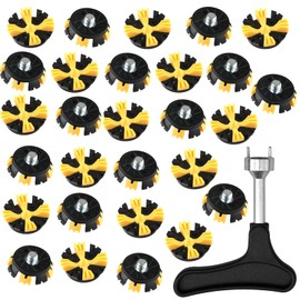 JIANGMU - 28 Pcs 1/4" Thread Golf Tack & 1 Removal Tool, Metal Thread Screw Golf Tack, Golf Shoe Tack Screw, Easy Installation, Applicable to Cricket Shoes