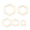 205Pcs Hexagonal Wooden Cutouts 5 Sizes Light Durable Odourless Blank