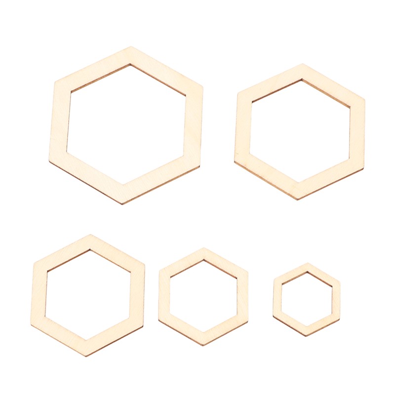 205Pcs Hexagonal Wooden Cutouts 5 Sizes Light Durable Odourless Blank