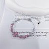 Pink Crystal Cherry Blossom Flower Chain Link Bracelet for Women