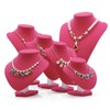 3pcs/Pack Deep Pink 9" Velvet Necklace Holder Display Stands Mannequin