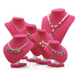 3pcs/Pack Deep Pink 9" Velvet Necklace Holder Display Stands Mannequin Bust Stand Mannequin Bust Valentine Jewelry Organizer