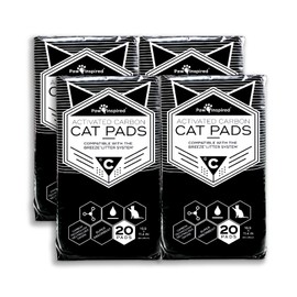 Paw Inspired Cat Pads, Generic Refills for Tidy Cats Breeze Litter Box System, Disposable Kitty Litter Liners for Easy Cleaning, Super Absorbent Pee Pads, 16.9 x 11.4 Inch (Carbon, 80 Count)