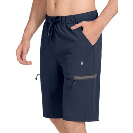 Little Donkey Andy Bermudas ultraligeras de secado rápido para hombre, ultra elásticas, con cordón, bolsillo con cremallera, senderismo, viajes, golf