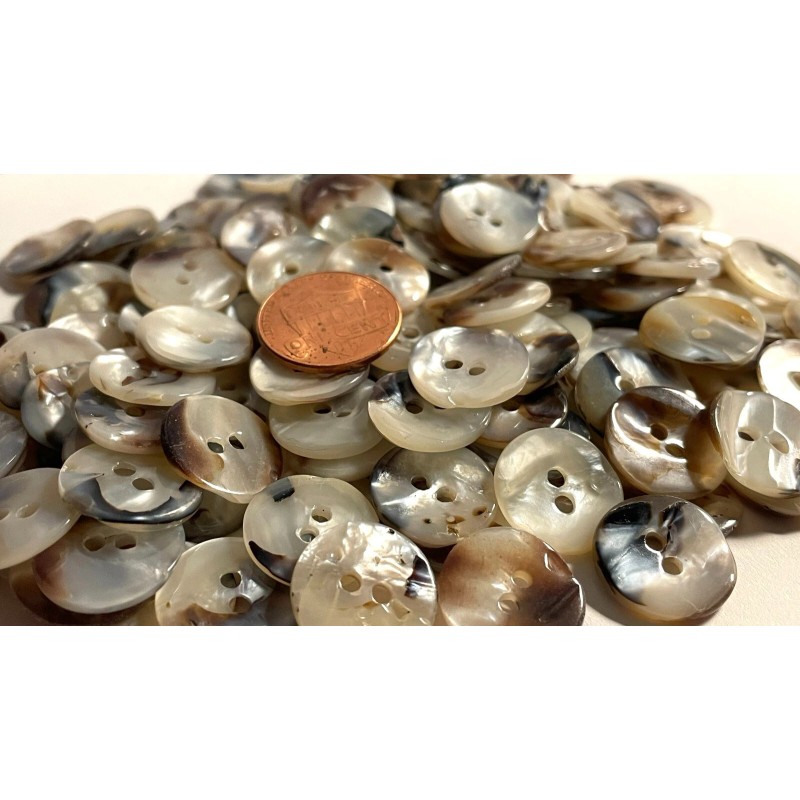 Unbranded 8 Glossy Iridescent Off-white Brown Shell MOP Buttons 15mm