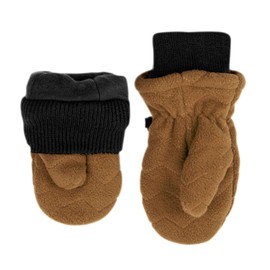 JAN & JUL Thumbless Fleece Baby Mittens with Ribbed Cuffs for Winter (Brown Bear, Size S)