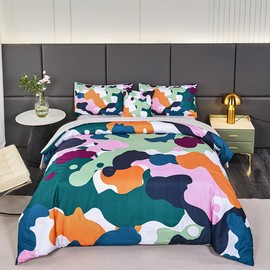 PERFEMET 6 Pcs Camouflage Boys Comforter Set Twin Colorful Camo Bed Sets with Sheets Soft Fluffy Military Themed Army Bed in a Bag for Kids Teen Matching Cushion Cover(Colorful, Twin)