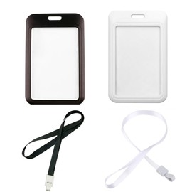 DACUAN 2 Packs of Plastic ID Card Holder, ID Card Holder Transparent Window Office School License Pass Credit Card Artwork (Black and White)