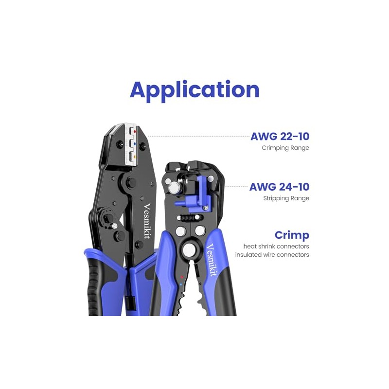 Wire Stripper and Crimping Tool,AWG 24-10 Automatic Stripper Tool with