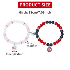 Qehyuelefu 2 PCS Spider Friendship Bracelets Matching Couple Bracelets Long Distance Bracelets Cute Magnetic Bracelet for Him and Her Love Best Friends Relationship Birthday Jewelry Gifts