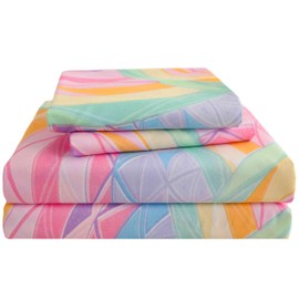 SDY 4PCS Mermaid Sheets Twin Set,Super Cozy and Soft Rainbow Bedding Sheets for Boys, Girls, Kids and Toddler, Bed in a Bag with 1 Fitted Sheet+ 1 Top Flat Sheet + 2 Pillowcases