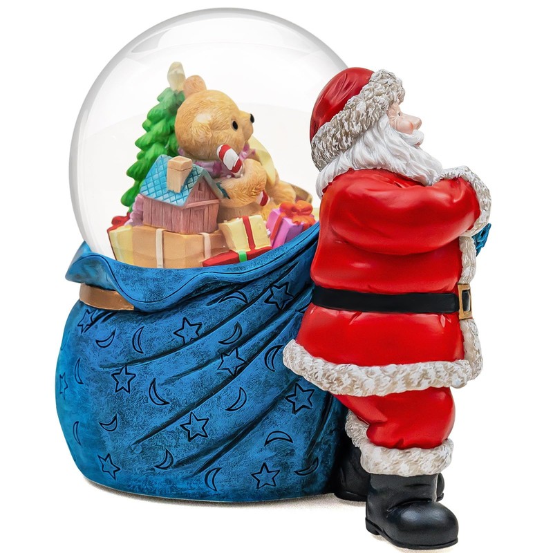 Christmas Santa Claus Musical Snow Globe, Automatic Snowfall,Dual Mode Lighting,Handcrafted