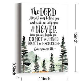Christian Bible Verse Wall Art Canvas,The Lord Himself Goes Before You Quote Motivational Canvas Prints Framed Wall Art for Home Room Office Room Wall Décor