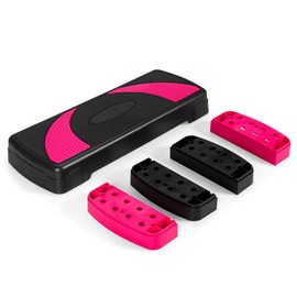 GYMAX Aerobic Step Platform, 31" Exercise Workout Stepper with Non-Slip Surface, Shock-Absorb Fitness Training Stepper with Adjustable Risers 4”-6”-8”