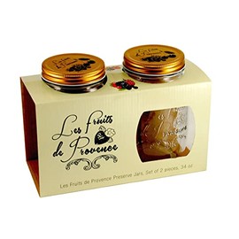Grant Howard Les Fruits de Provence Preserve jar 2 Set, 34 Ounces, Glass Food Storage Canning Container, Metal Emboss Top, Clear