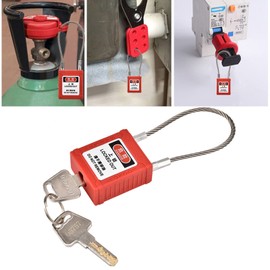 Safety Lockout Padlock Industrial Security Padlocks Engineering Padlock with Extra Long Wide Shackle Padlock Flexible Cable Key Lockout Tag Out Isolation Lock Safe Lockout Tagout Locks