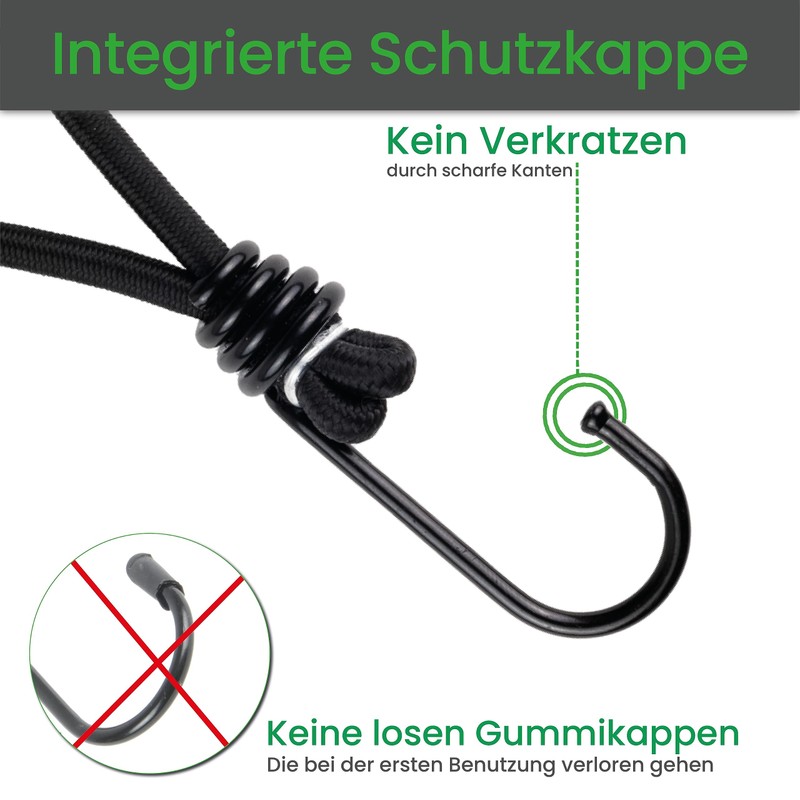 CargoVA® – 20 Bungees with Hooks and Practical Bag –