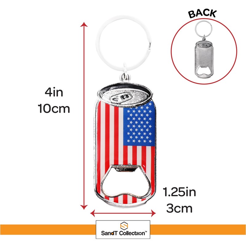 SandT Collection American USA Beer Bottle Opener Keychain - Can