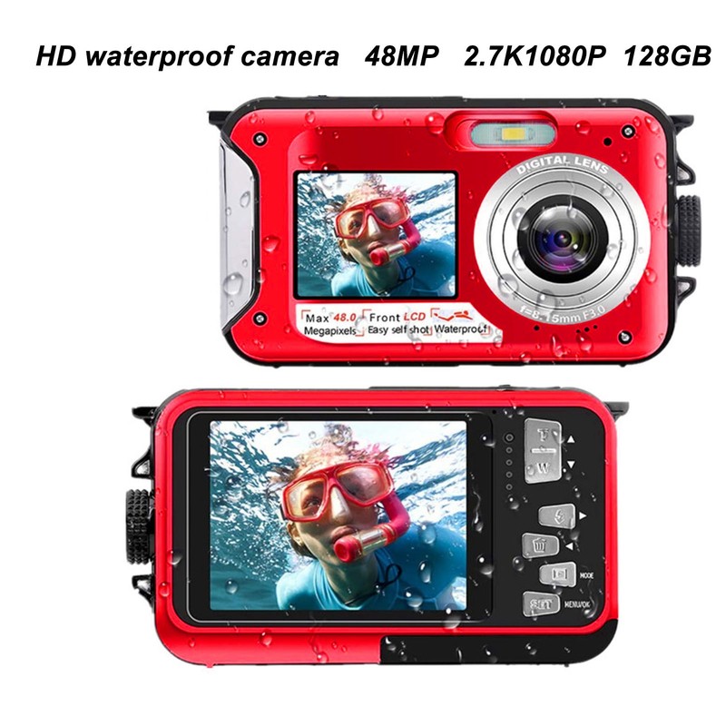 Full HD 2.7K 48MP 10ft Waterproof Underwater Digital Camera 16X