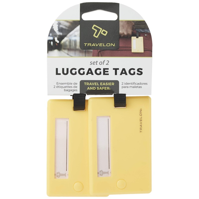 Travelon Set of 2 Luggage Tags, Neon Yellow, 6.63 x