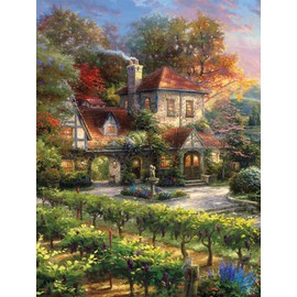Ceaco - 3 in 1 Multipack - Thomas Kinkade - Clocktower Cottage - (1) 550 Piece, (1) 750 Piece, (1) 700 Piece Panoramic Jigsaw Puzzle