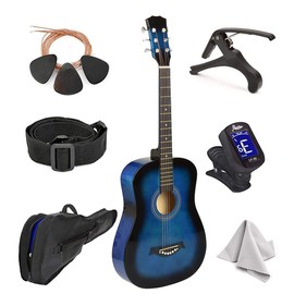 Classical Acoustic Guitar For Kids By MasterPlay- 30” Beginner Guitar For Learners- Accoustic String Guitar Starter Kit: Guitar Bag, Tuner, Strap, Extra Strings, Picks, Wash Cloth, Capo (Bluburst)