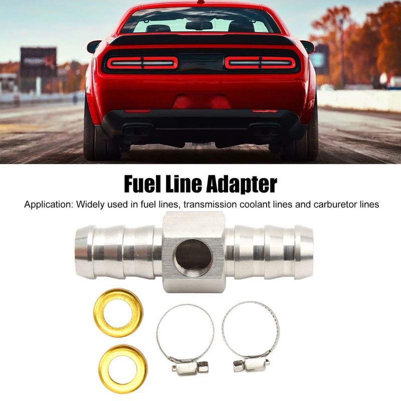 Fuel Line T Fitting Adapter 304 Stainless Steel Pressure Gauge