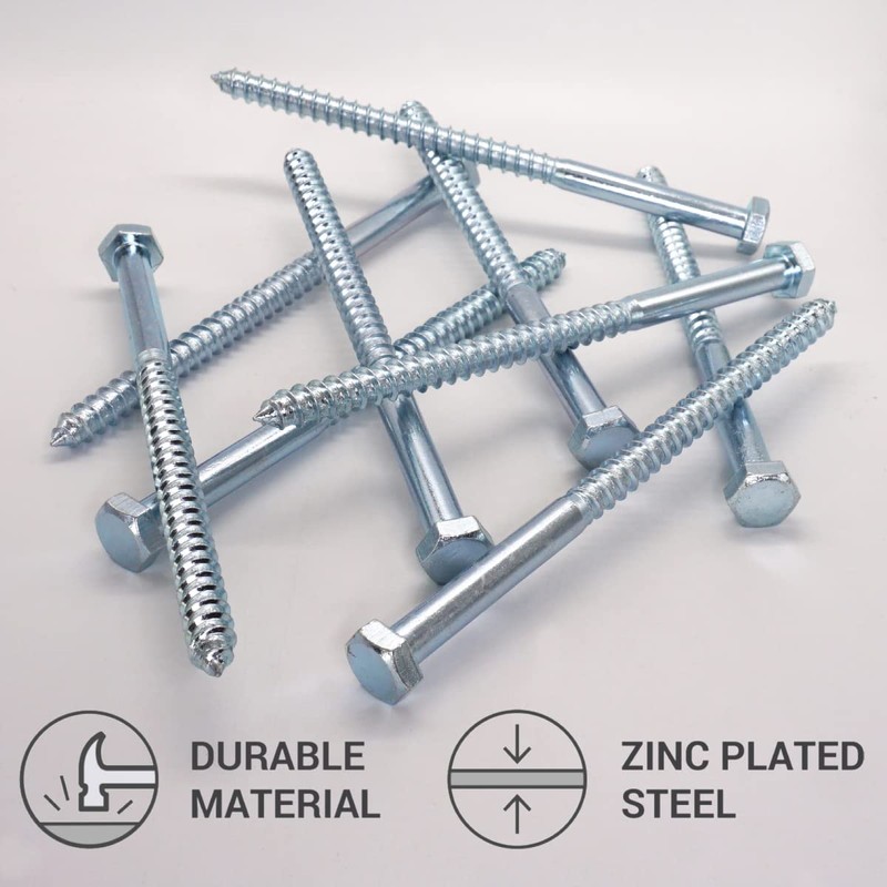 SKIR'CO (Pack of 6) DIN 571 Galvanised Steel Hex Head