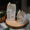 DARO DEKO Ceramic LED House - White Gold Glitter -
