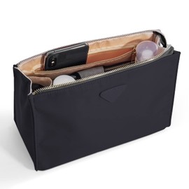 Vercord Nylon Purse Organizer Insert for Hangbags Comestic Storage Toiletry Kit Bag in Bag with Zipper Pocket Black M