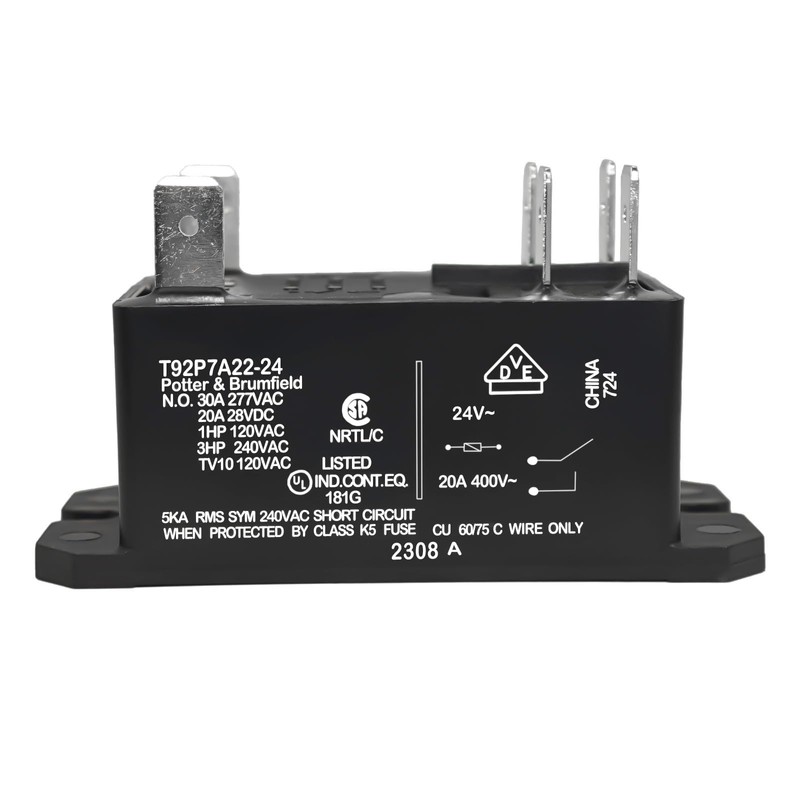 T92P7A22-24 Power Relay, DPST-NO (2 Form A) - 24VAC, 30A