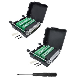 iYueMps DB25 Terminal Adapter, DB25 Breakout Board, Solderless Adapter, DB25-G1 Connector, Terminal Board, Plastic Cover (Male+Female)